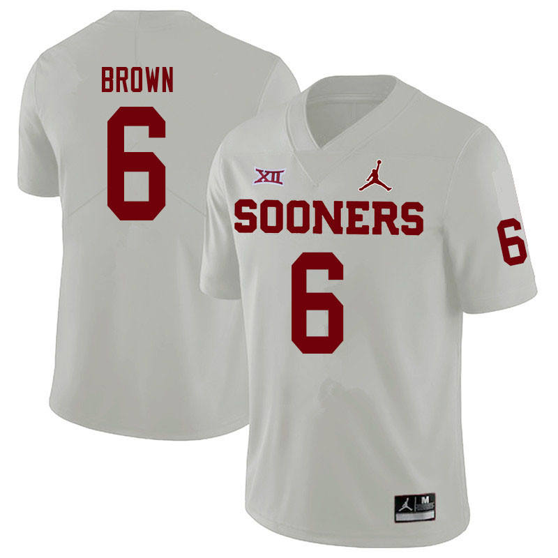 Men #6 Tre Brown Oklahoma Sooners Jordan Brand College Football Jerseys Sale-White